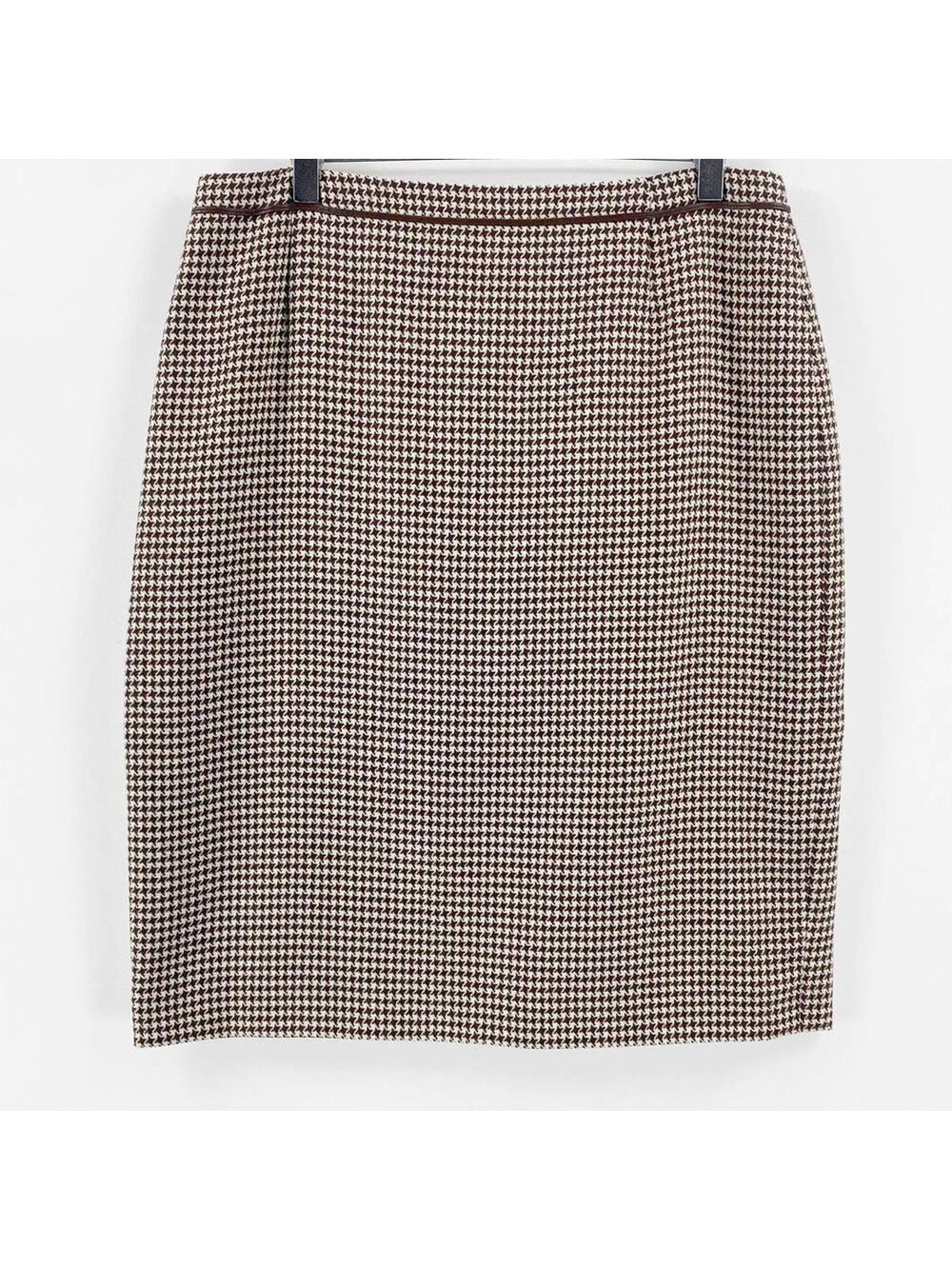 ESCADA Vintage Brown Houndstooth Pencil Mini Skirt